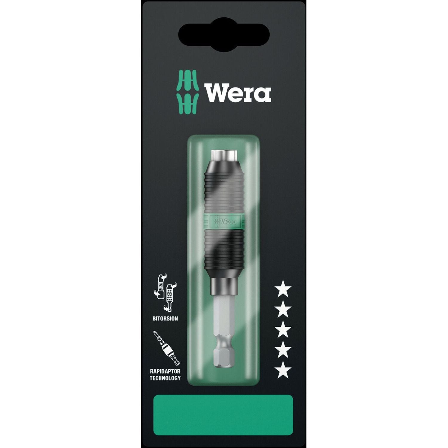 Wera 897/4 R SB Rapidaptor Bitorsion Universal Bit Holder, 1/4-in.x75-mm.