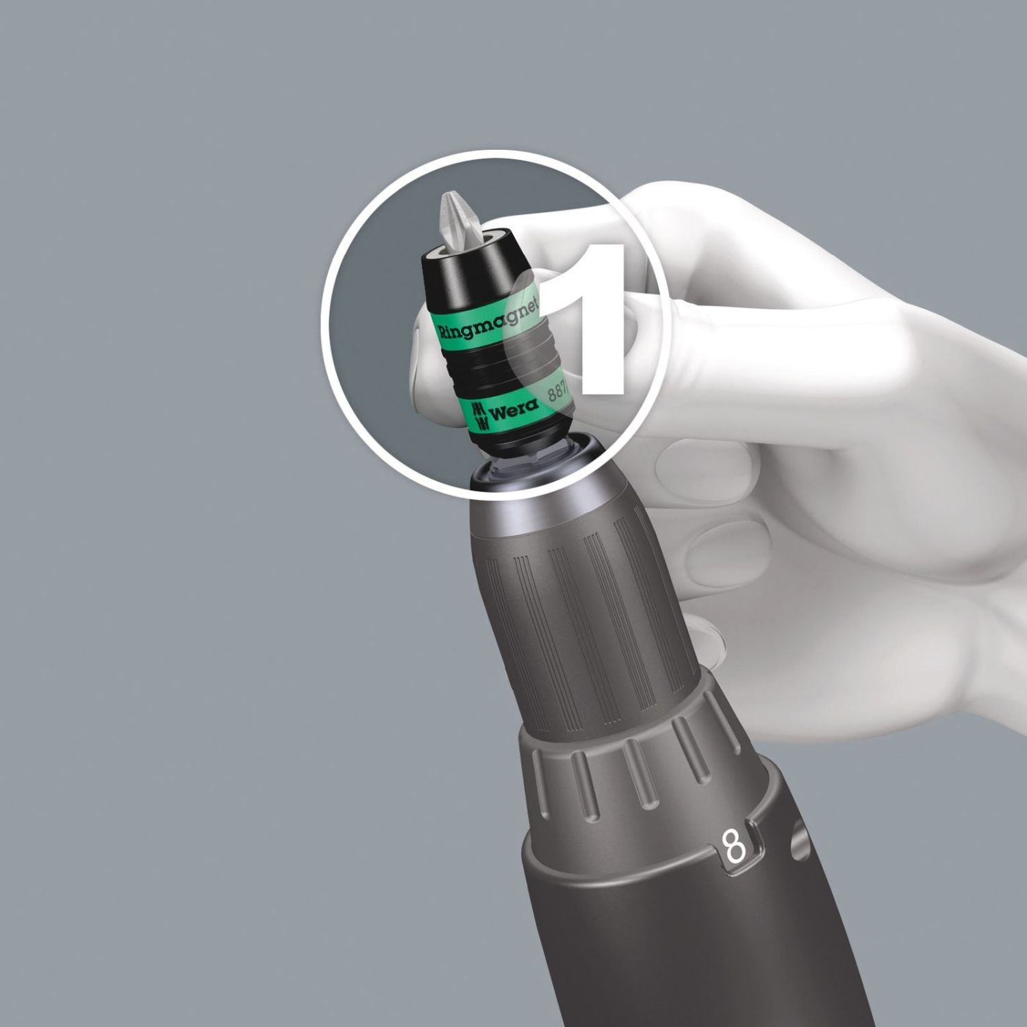 Wera 887/4 Rr SB Rapidaptor Universal Bit Holder With Ring Magnet, 1/4-in.x57-mm.