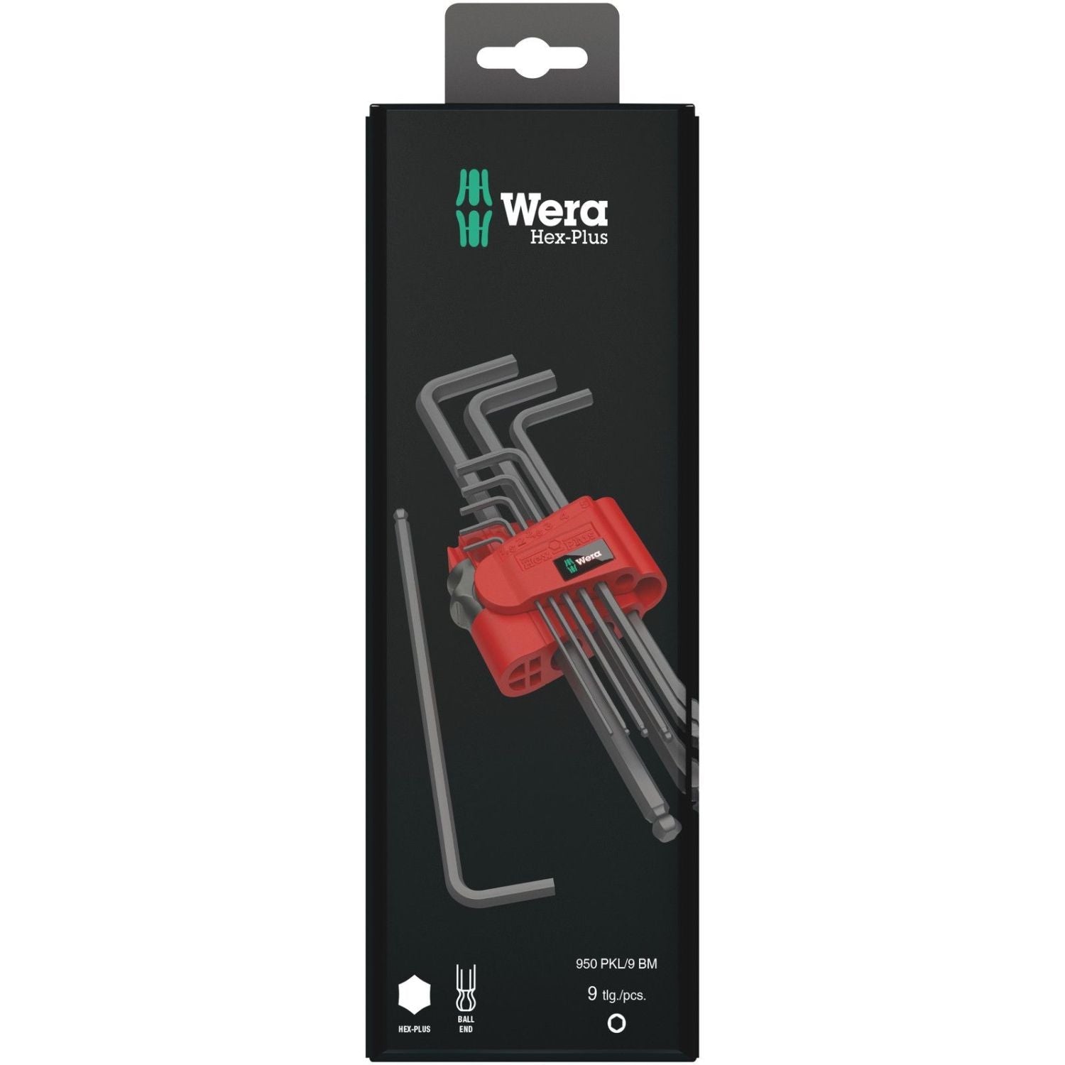 Wera 950/9 Hex-Plus 6 SB L-Key Set, Metric, Blacklaser, 9-Pieces