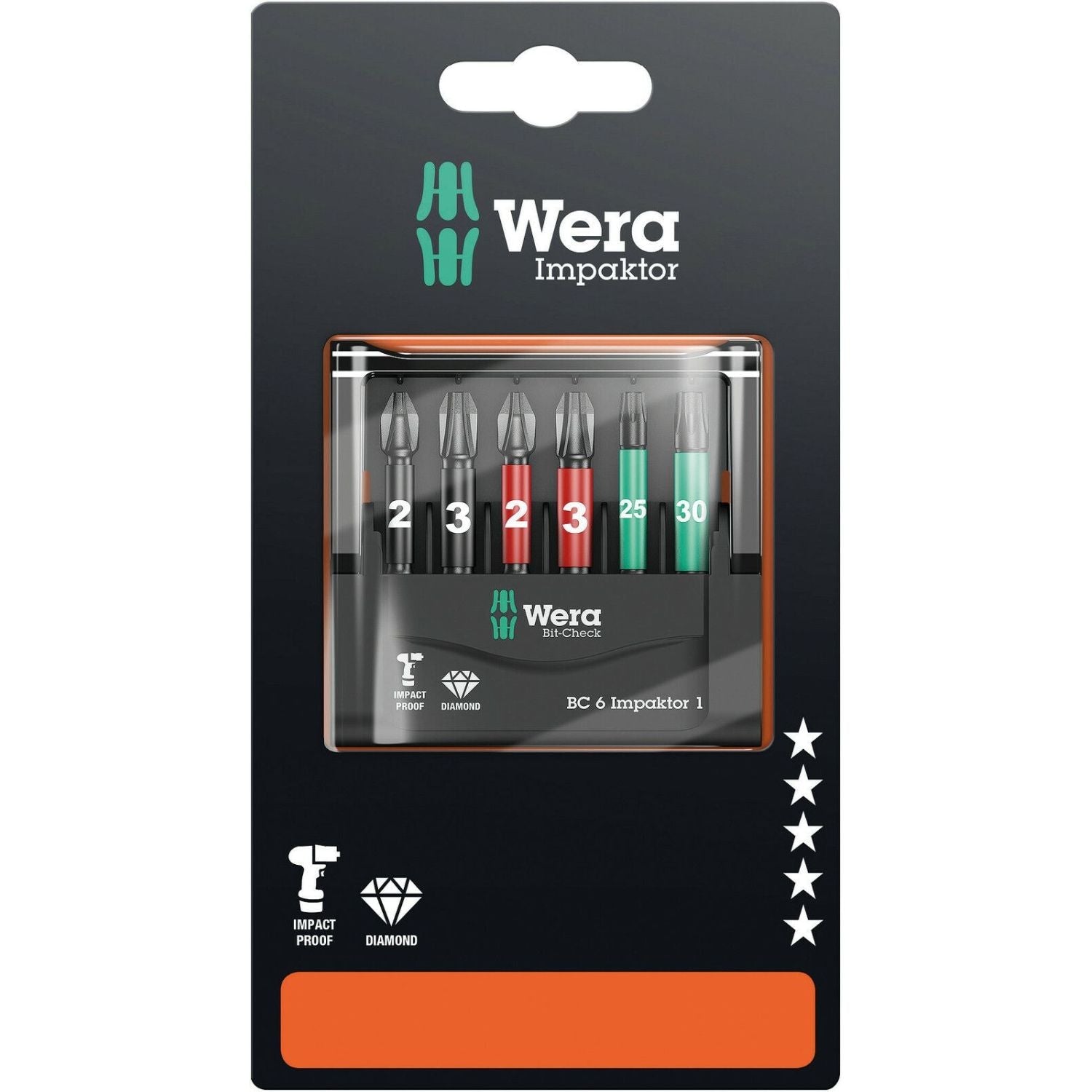 Wera Bit-Check 6 Impaktor 1 SB, 6-Pieces