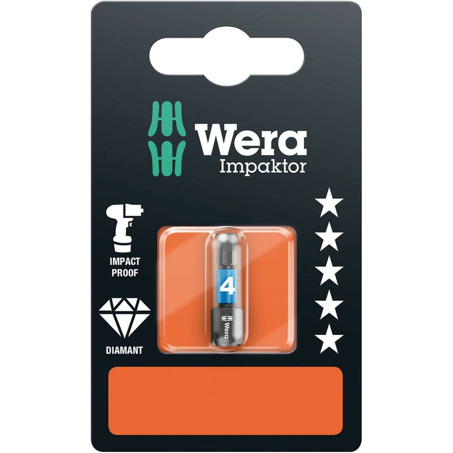 Wera 840/1 Imp Dc SB Impaktor Bit, 4x25-mm.