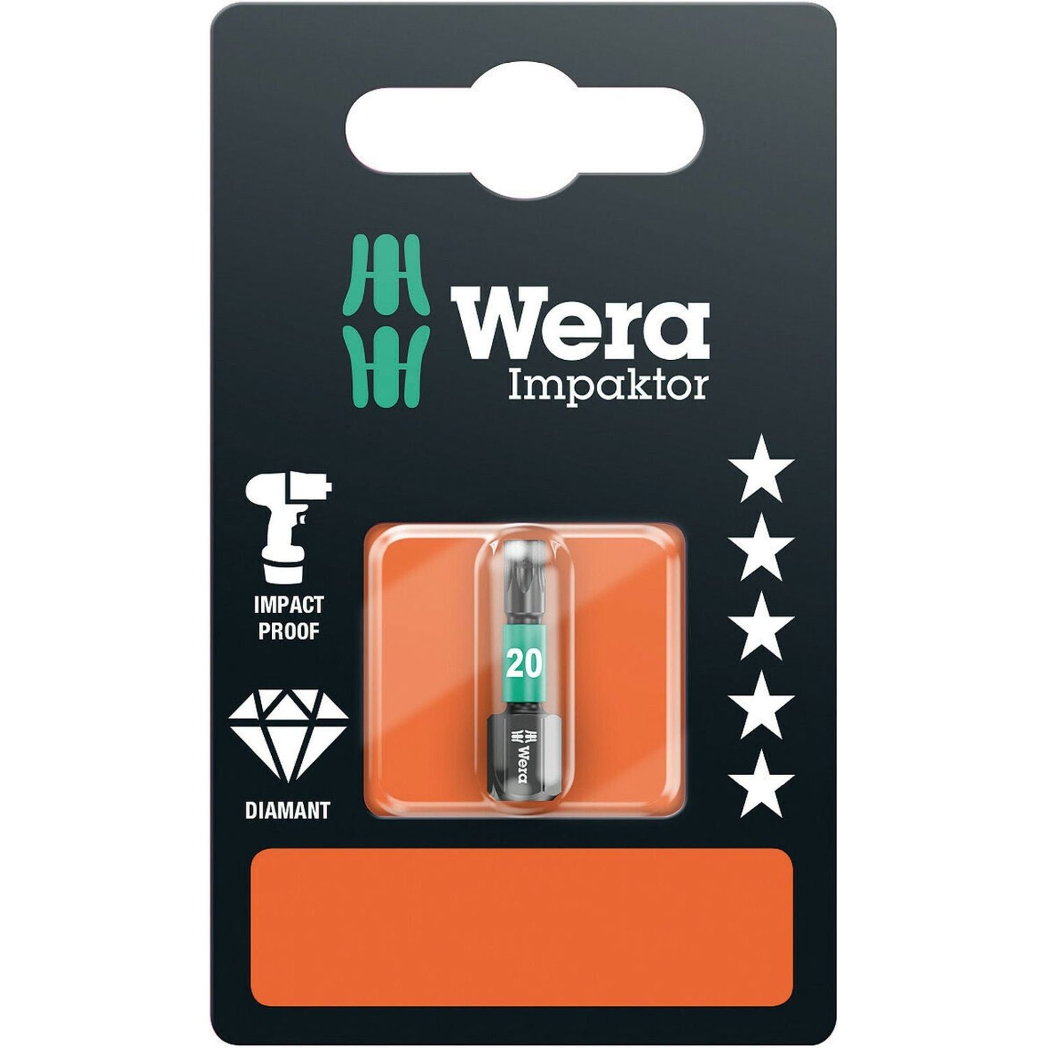 Wera 867/1 Imp Dc SB Impaktor Bit, Torx 20x25-mm.