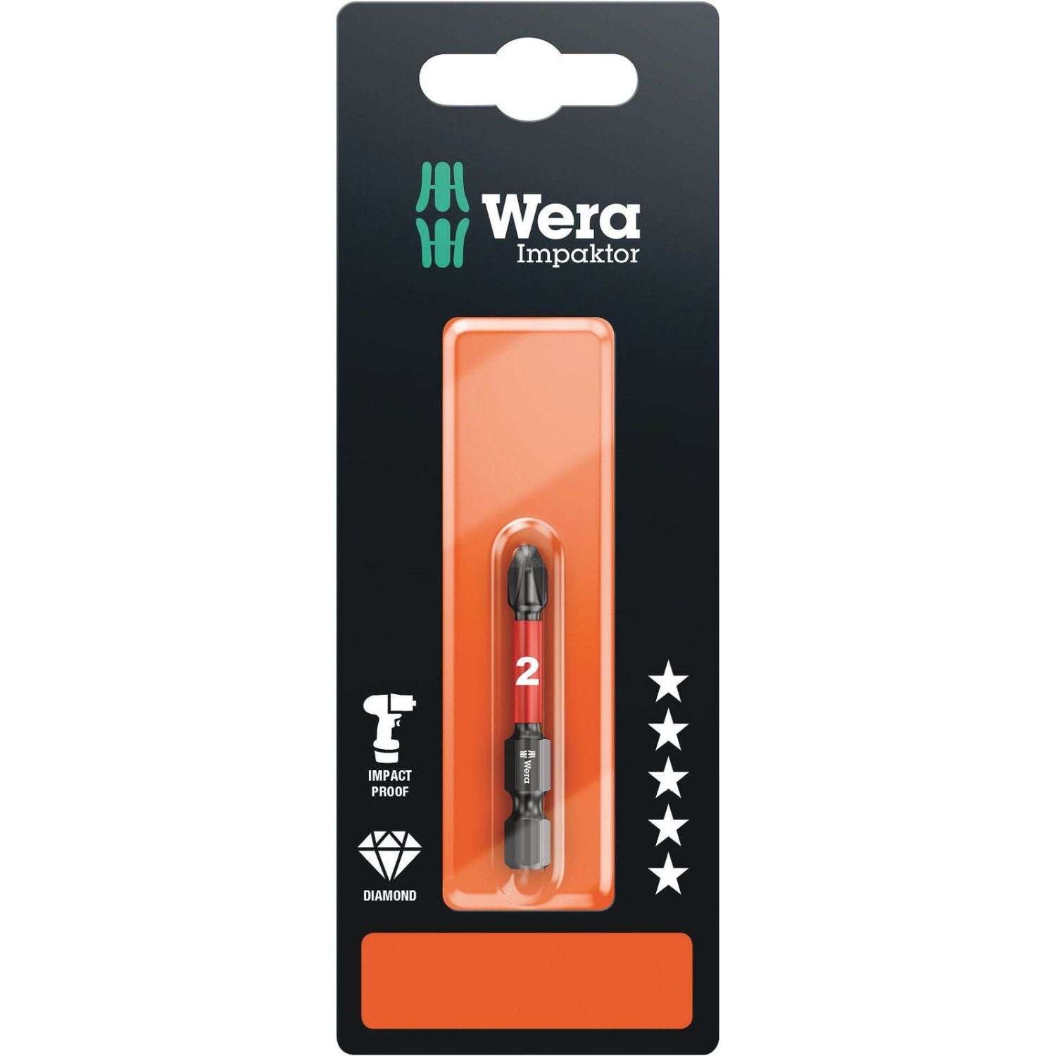 Wera 851/4 Imp Dc SB Impaktor Bit, Ph 3x50-mm.