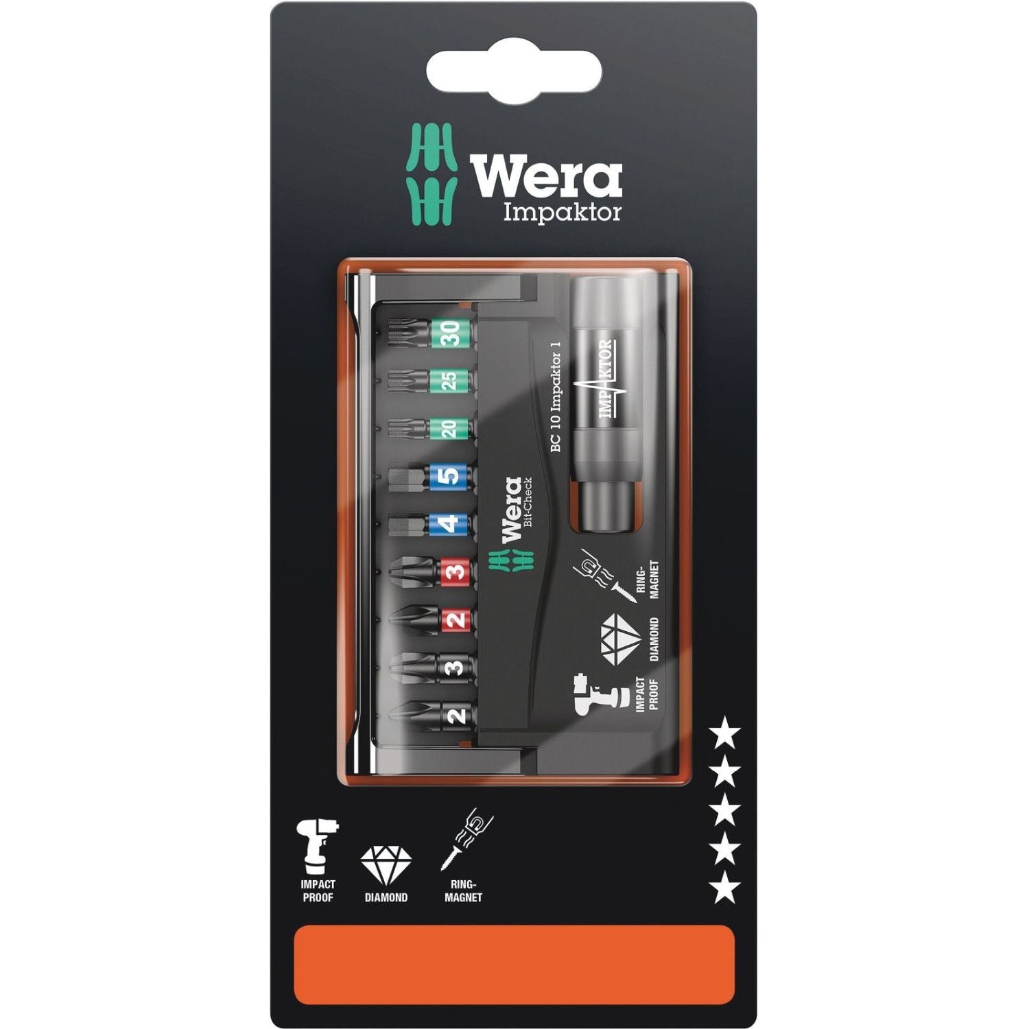 Wera Bit-Check 10 Impaktor 1 SB, 10-Pieces