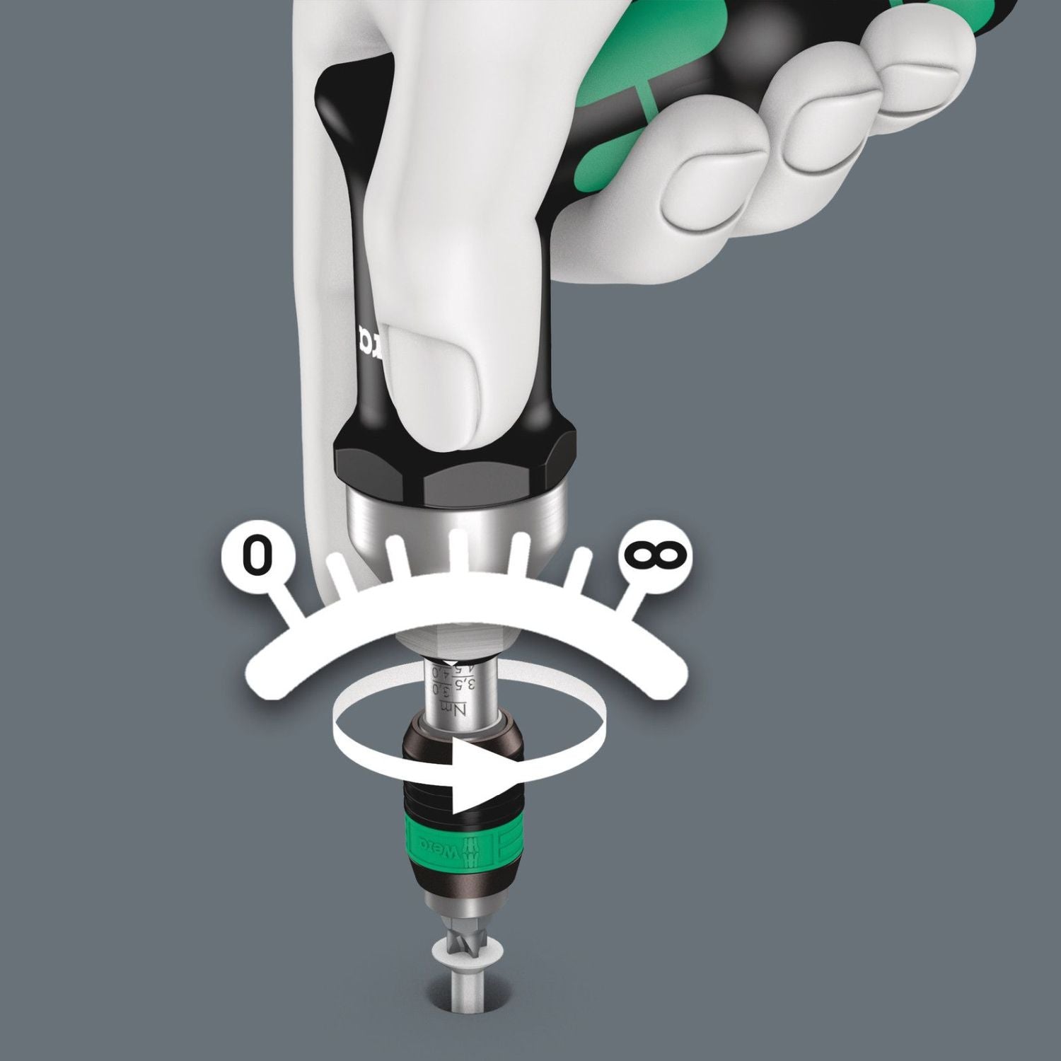 Wera Series 7400 Kraftform Pistol Handle, Adjustable Torque Screwdrivers (3.0-8.8 Nm) With Rapidaptor Quick-Release Chuck, 7443x4.0-8.8 Nm