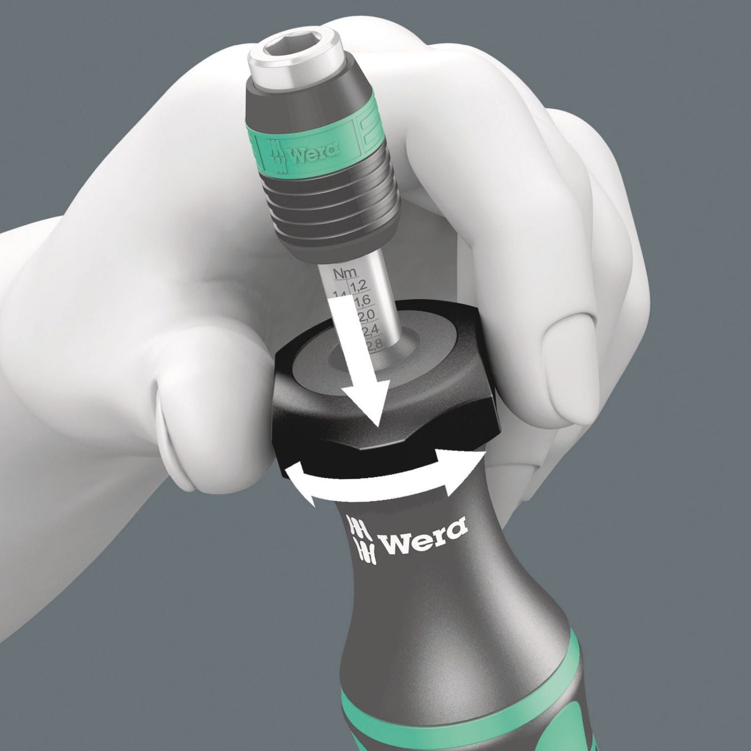 Wera Series 7400 Kraftform Adjustable Torque Screwdrivers (2.5-29.0 In. Lbs.) With Rapidaptor Quick-Release Chuck, 7445x2.5-11.5 In. Lbs.