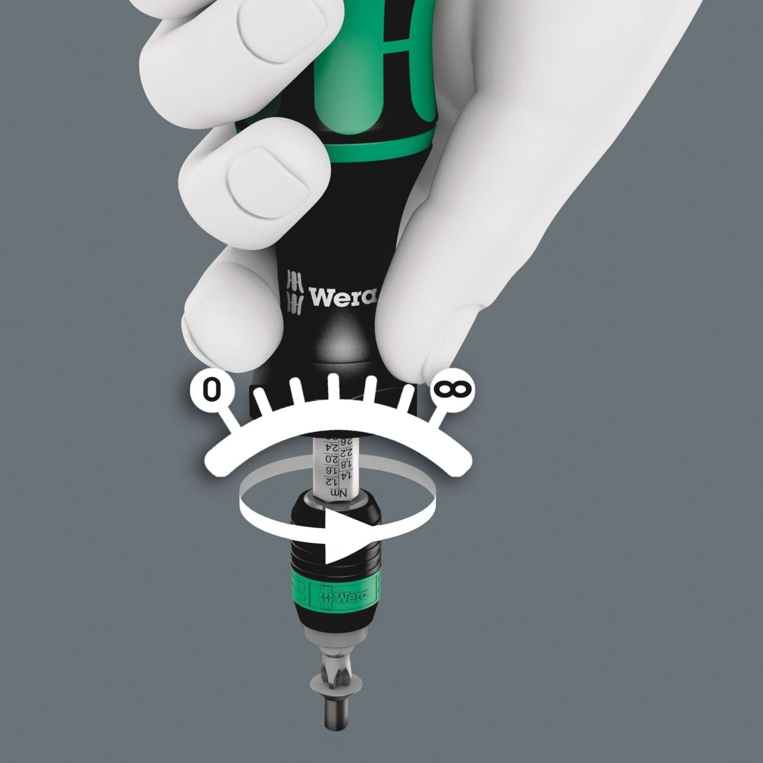 Wera Series 7400 Kraftform Adjustable Torque Screwdrivers (2.5-29.0 In. Lbs.) With Rapidaptor Quick-Release Chuck, 7445x2.5-11.5 In. Lbs.