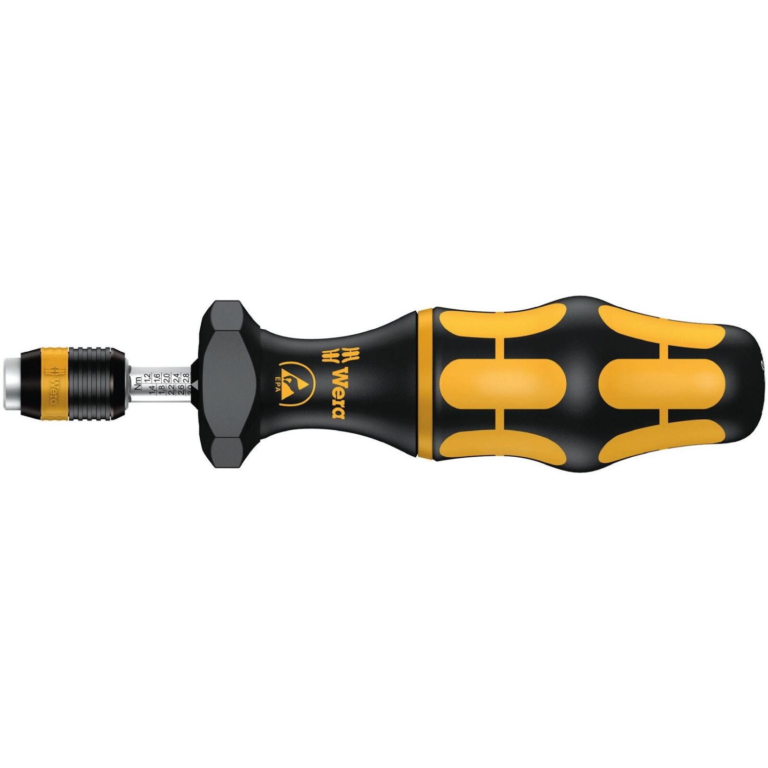 Wera Series 7400 Esd Kraftform Adjustable Torque Screwdrivers (2.5-29.0 In.Lbs.) With Rapidaptor Quick-Release Chuck, 7445 Esdx2.5-11.5 In. Lbs.