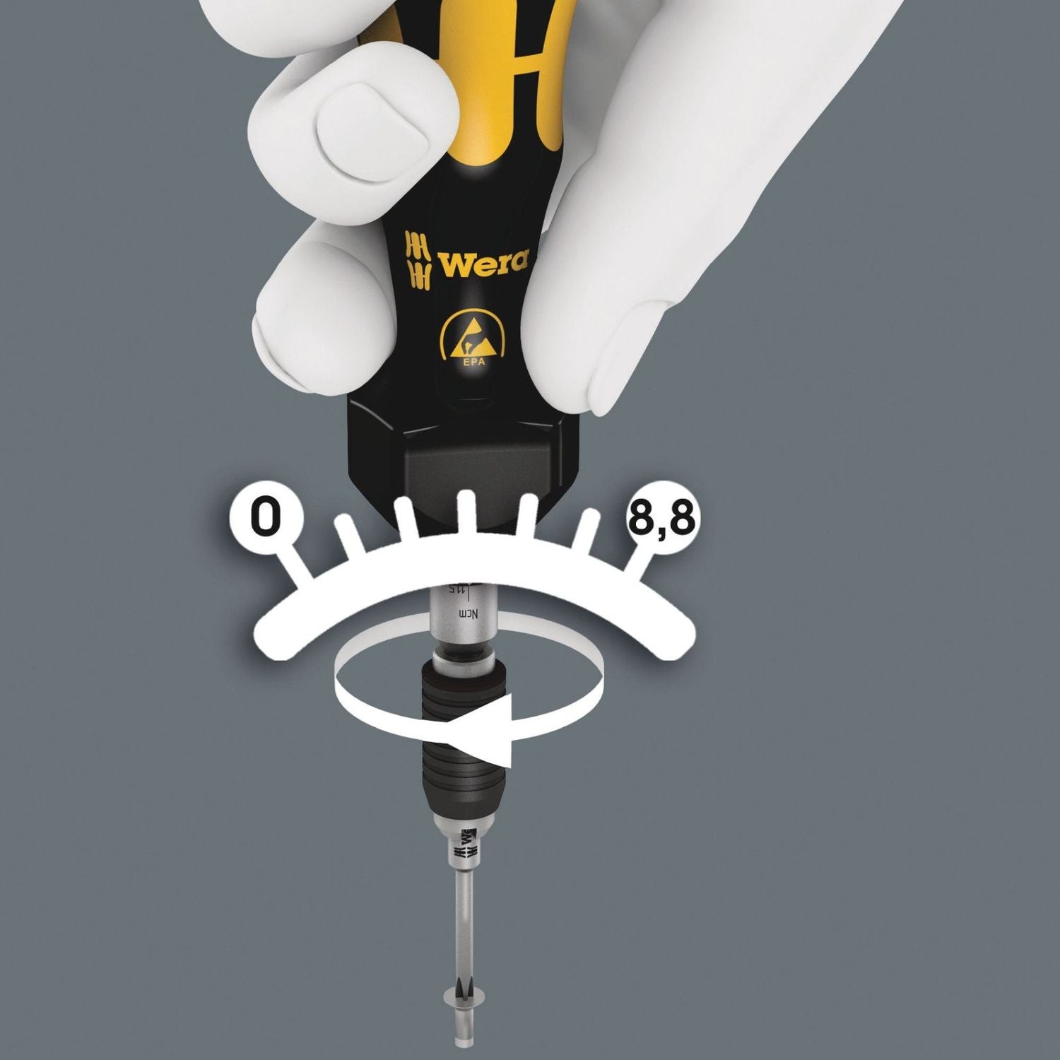 Wera Series 7400 Esd Kraftform Adjustable Torque Screwdrivers (0.1-1.0 Nm), 7435 Esdx0.10-0.34 Nm