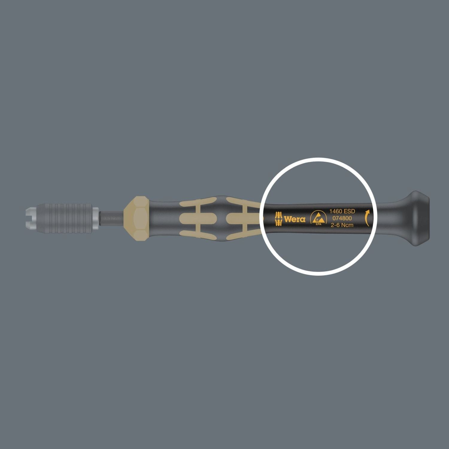 Wera 1460 Esd Kraftform Micro Torque Screwdrivers With A Customised Factory Pre-Set Measurement Value With Quick-Release Chuck, 1460 Esdx0.02-0.06 Nm