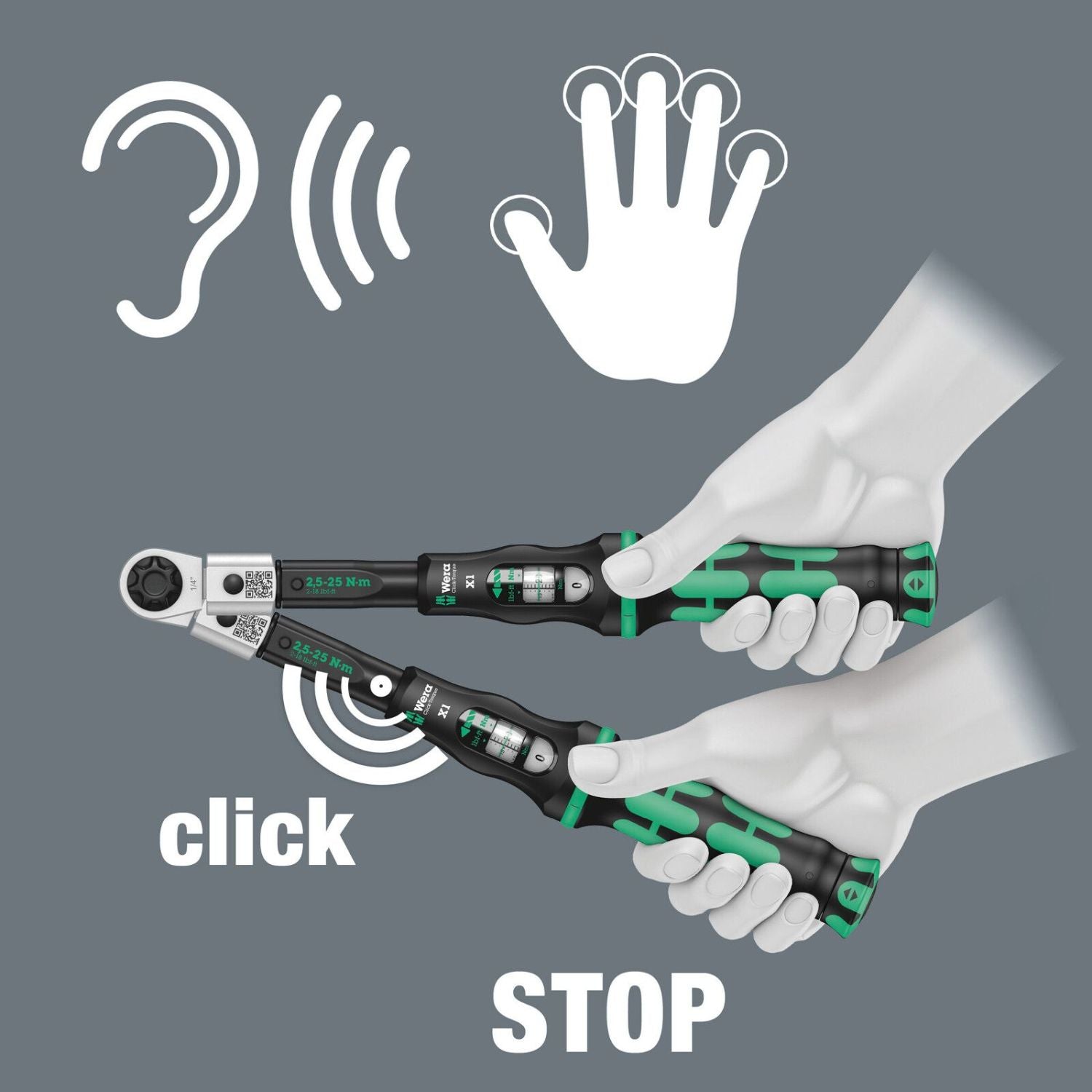 Wera Click-Torquex1 Torque Wrench For Insert Tools, 2.5-25 Nm, 9X12x2.5-25 Nm