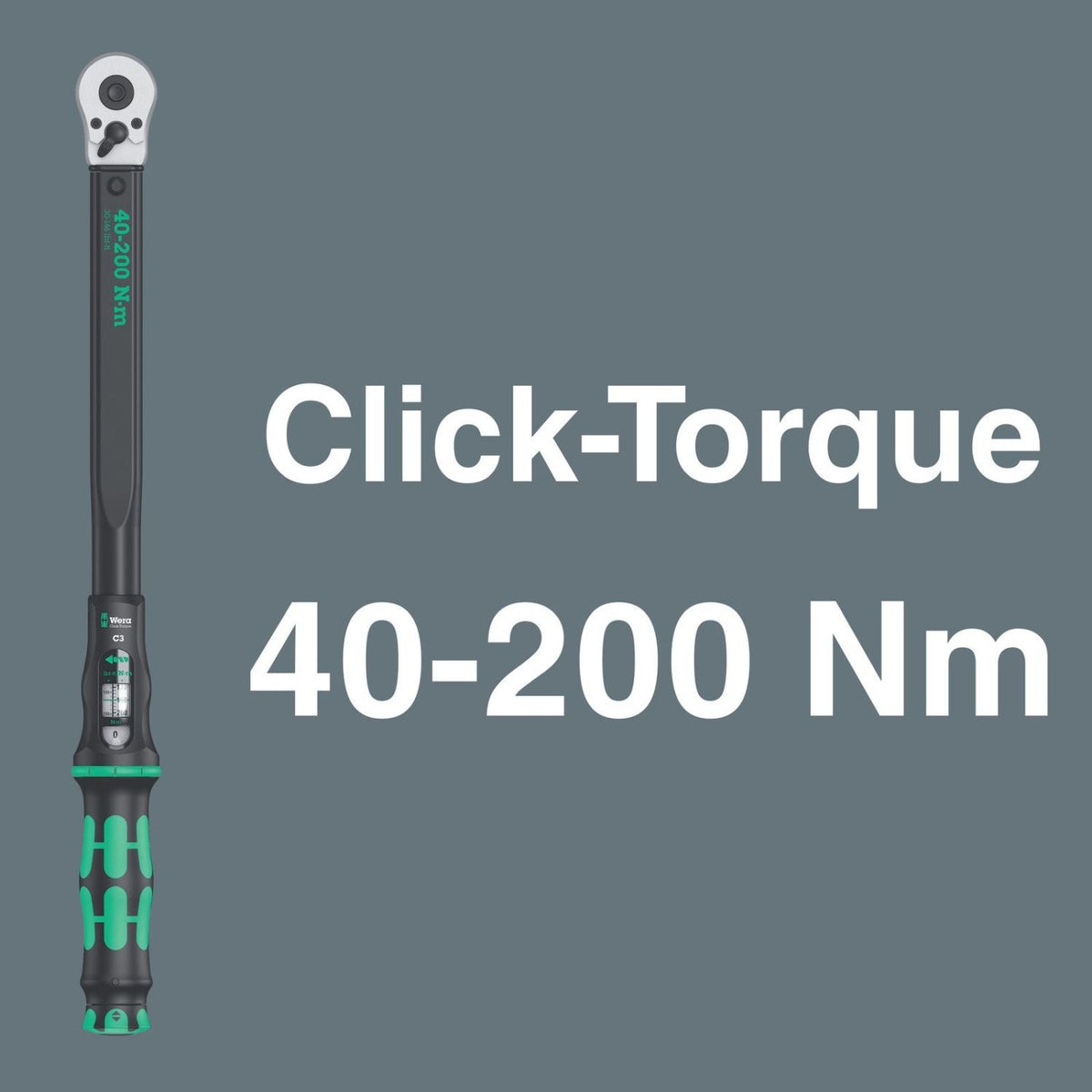 Wera Click-Torque C 3 Set 2 For Cement Screwdriving, 40-200 Nm, 11-Pieces