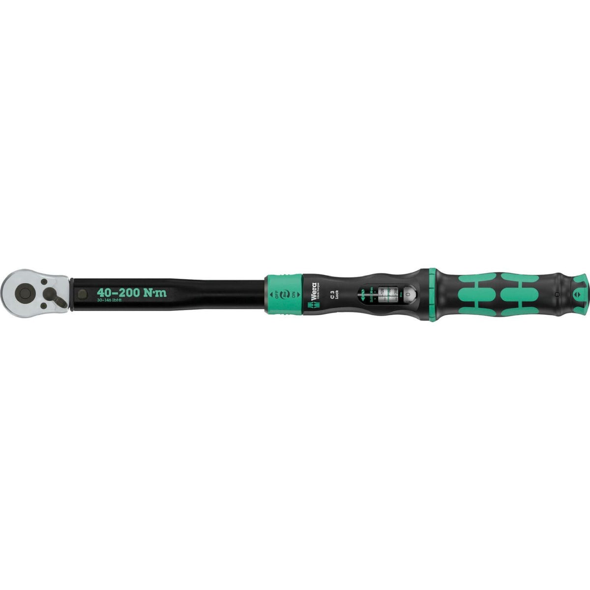 Wera Click-Torque Lock C 3 Torque Wrench, Adjustable, Reversible Ratchet, Torque Lock Function, 40-200 Nm, 1/2-in.x40-200 Nm