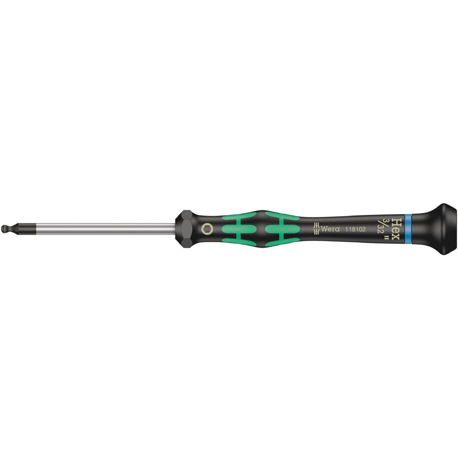 Wera 2052 Ball End Hexagon Screwdriver For Electronic Applications, 3/32-in.x60-mm.