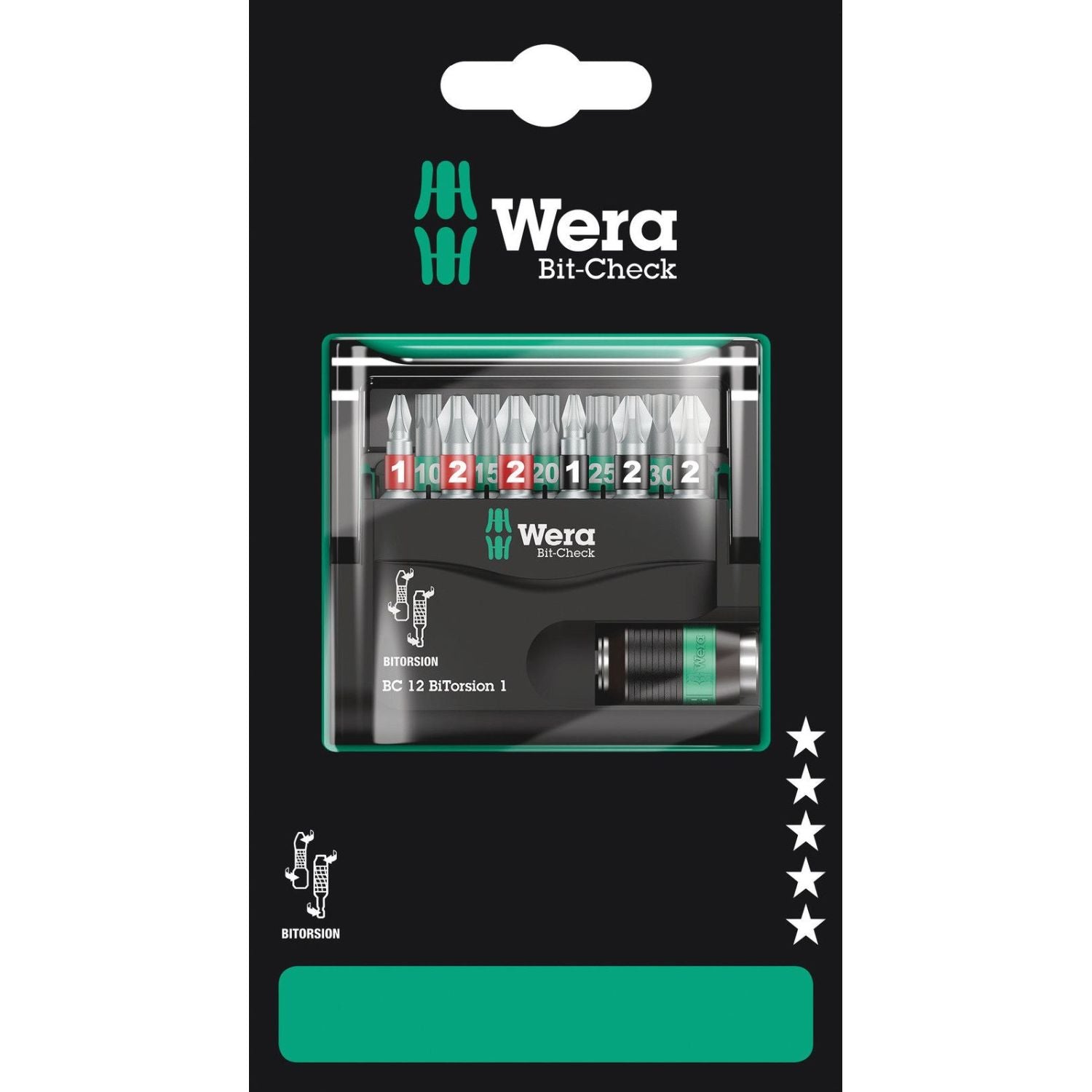 Wera Bit-Check 12 Bitorsion 1 SB, 12-Pieces