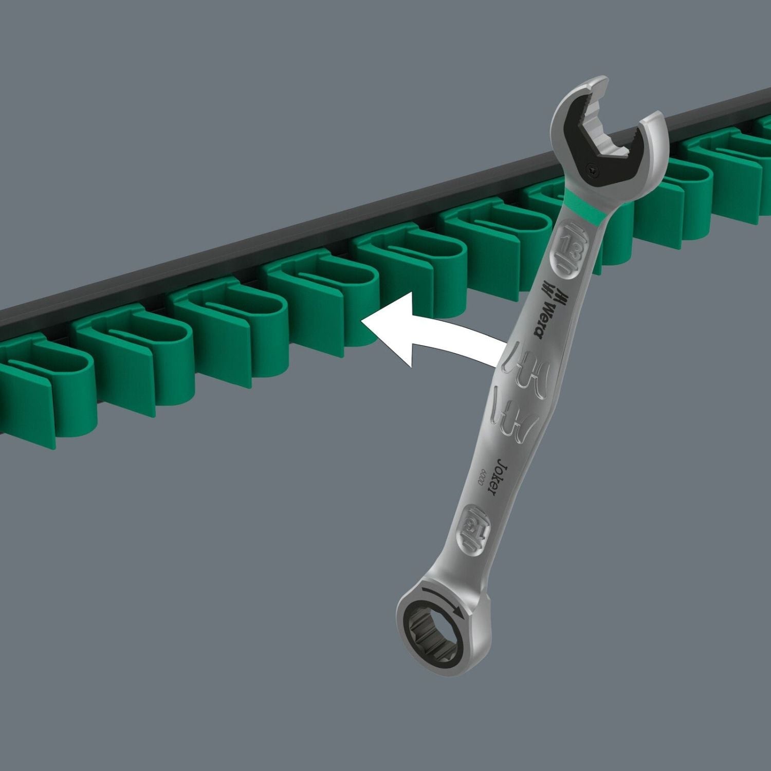 Wera 9610 Joker Magnetic Rail, For Up To 11 Spanners, Empty, 30x370-mm.