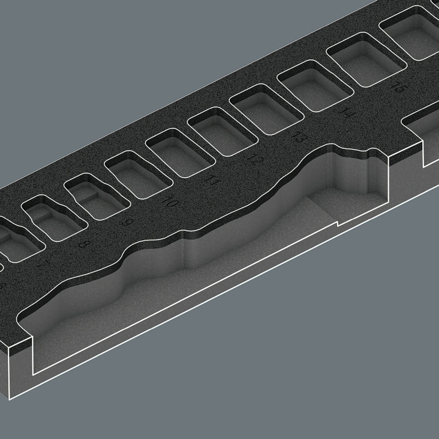 Wera 9821 Foam Insert 8000 B Zyklop 3/8-in. Ratchet Set 1, Empty, 172x30x392-mm.