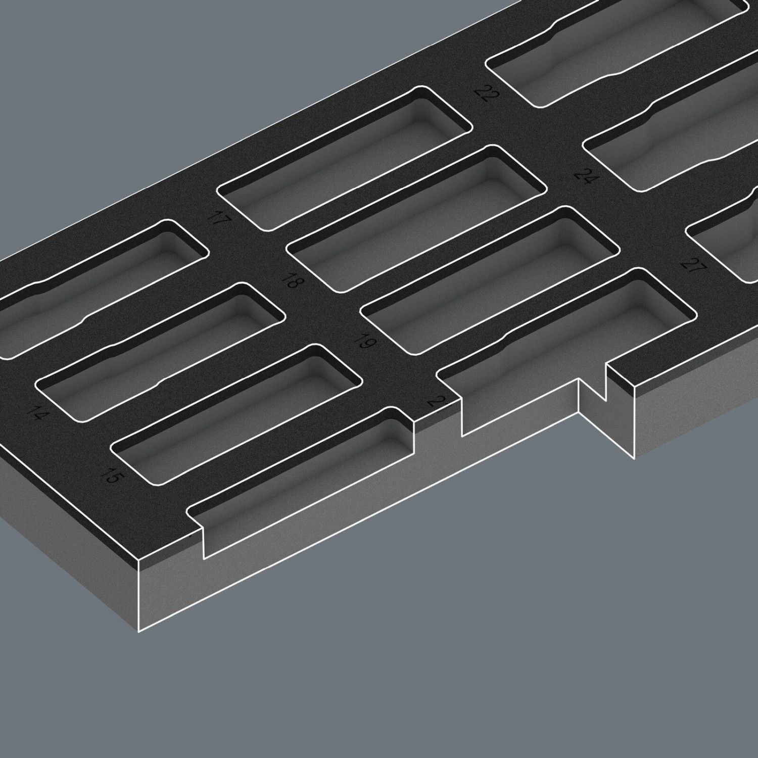 Wera 9825 Foam Insert Zyklop C, 1/2-in., Impaktor Deep Socket Wrench Insert Set 1, Empty, 172x30x392-mm.