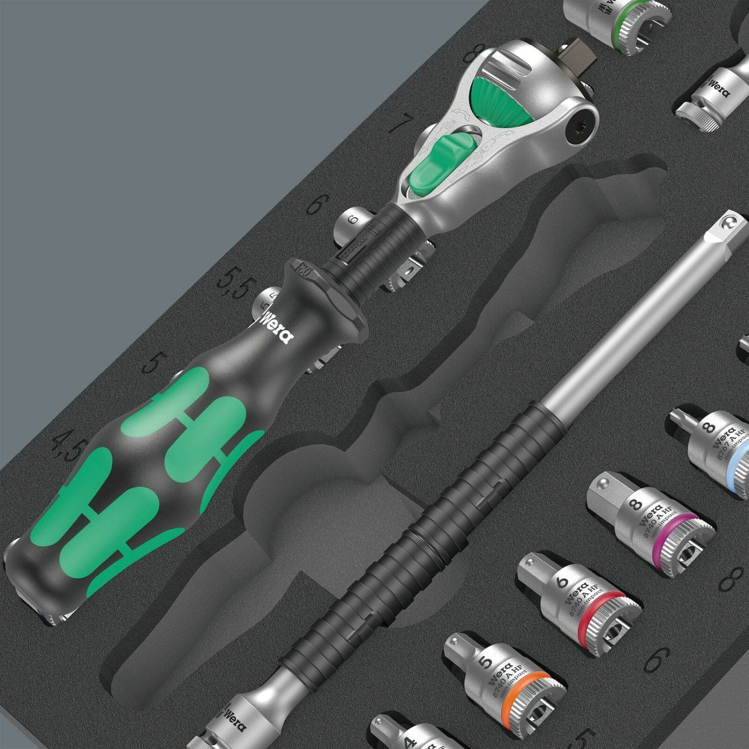 Wera 9720 Foam Insert 8000 A Zyklop 1/4-in. Ratchet Set 1, 37-Pieces