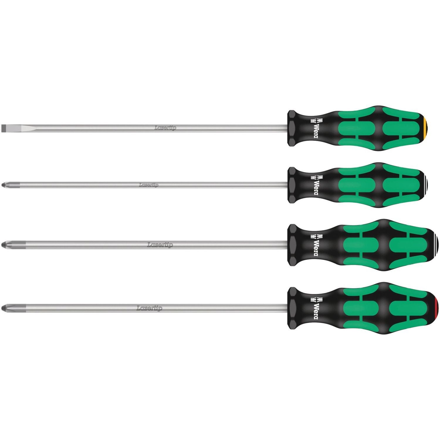 Wera 335/350/355/4 Screwdriver Set Kraftform Plus Lasertip 200-mm.-Long Blades, 4-Pieces