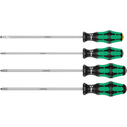 Wera 335/350/355/4 Screwdriver Set Kraftform Plus Lasertip 200-mm.-Long Blades, 4-Pieces
