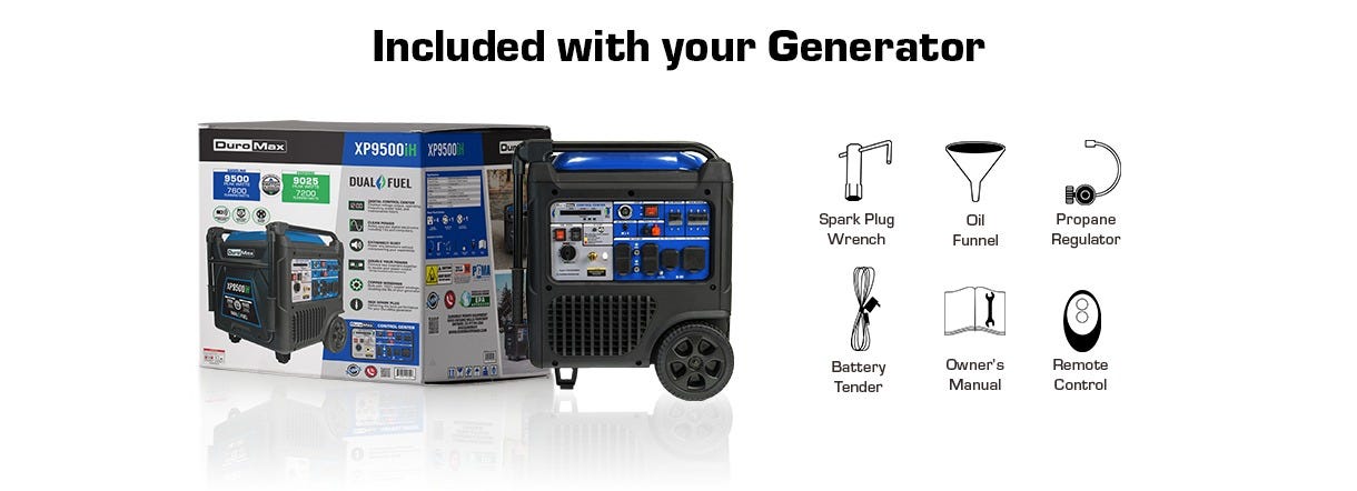 Duromax XP9500iH Portable Dual Fuel Inverter 9,500-Watt Generator w/ CO Alert