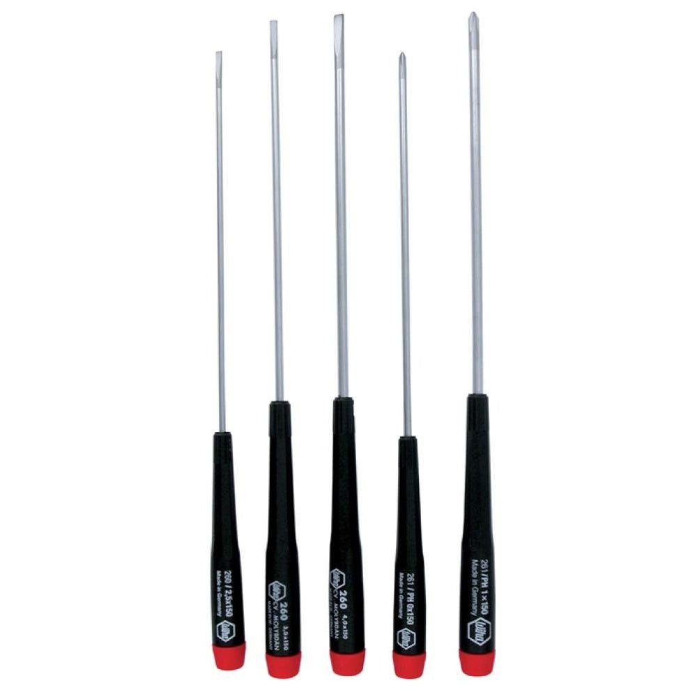 Wiha 26192 Precision Long Slotted/Phillips Screwdrivers 5 Piece Set