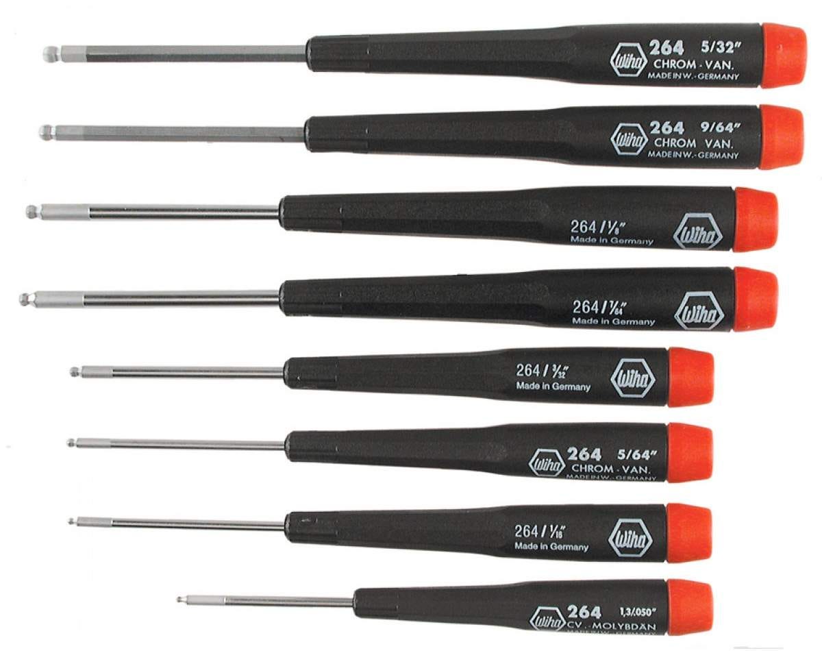 Wiha 26490 Precision Ball End Hex Inch Driver 8 Piece Set