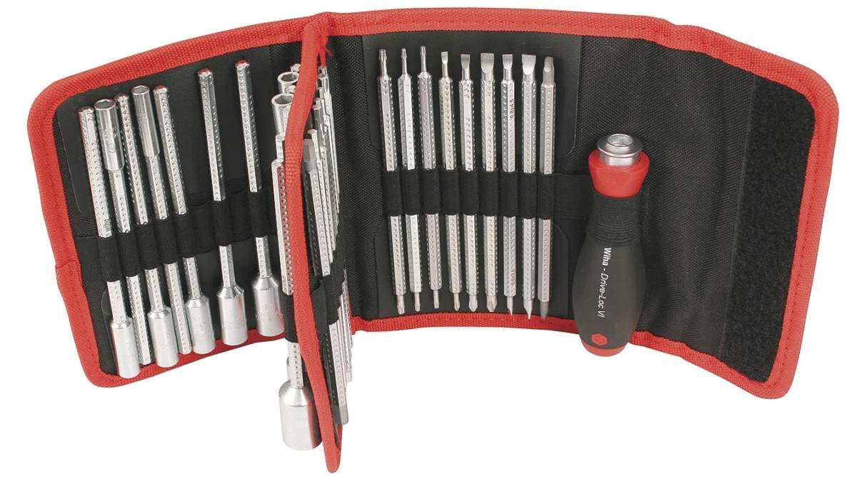 Wiha 28188 Drive-Loc VI Interchangeable Blade 32 Piece Set in Folding Wallet