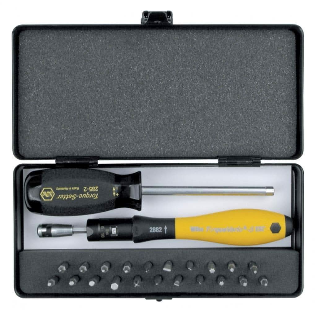 Wiha 28890 ESD Safe TorqueVario-S 15-80in/oz 24 Piece Micro-Bit Set