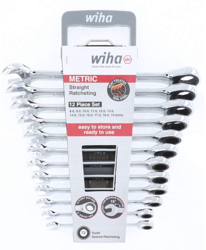 Wiha 30391 Combination Metric Ratchet Wrenches 12 Piece Set
