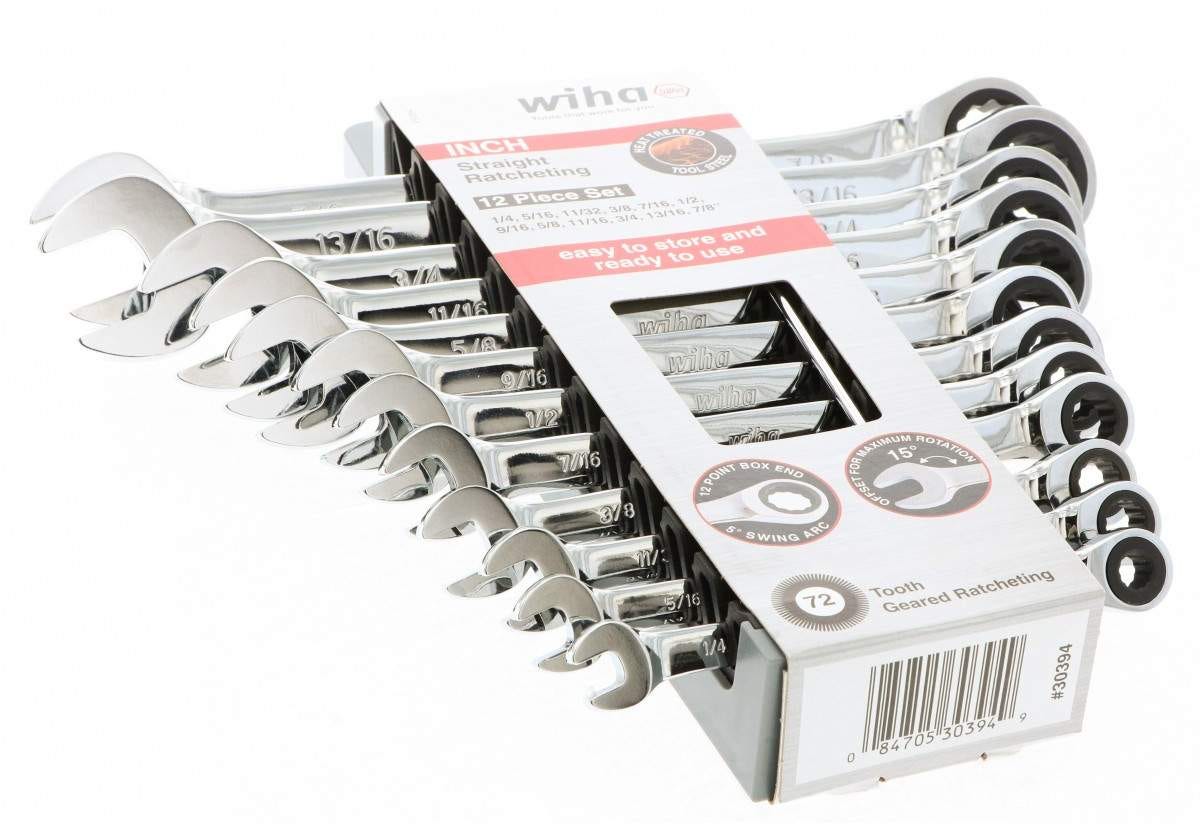 Wiha 30394 Combination Inch Ratchet Wrenches 12 Piece Set