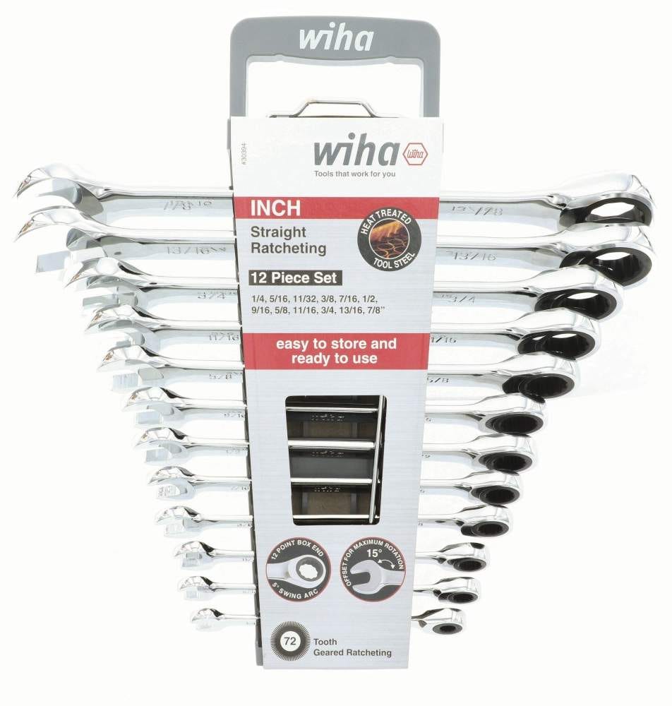 Wiha 30394 Combination Inch Ratchet Wrenches 12 Piece Set