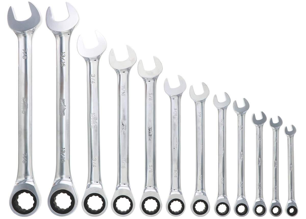 Wiha 30394 Combination Inch Ratchet Wrenches 12 Piece Set