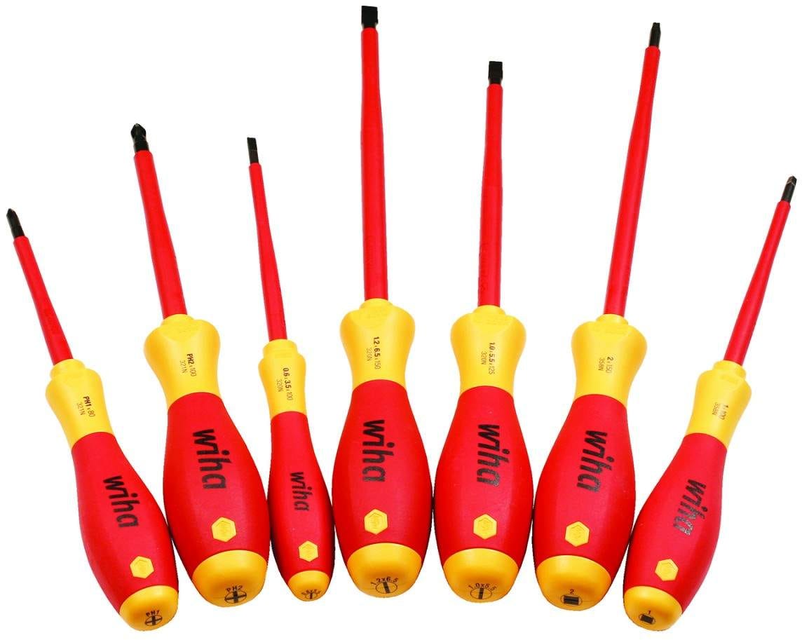 Wiha 32097 Insulated Screwdriver Set 7 Piece with Square Tips