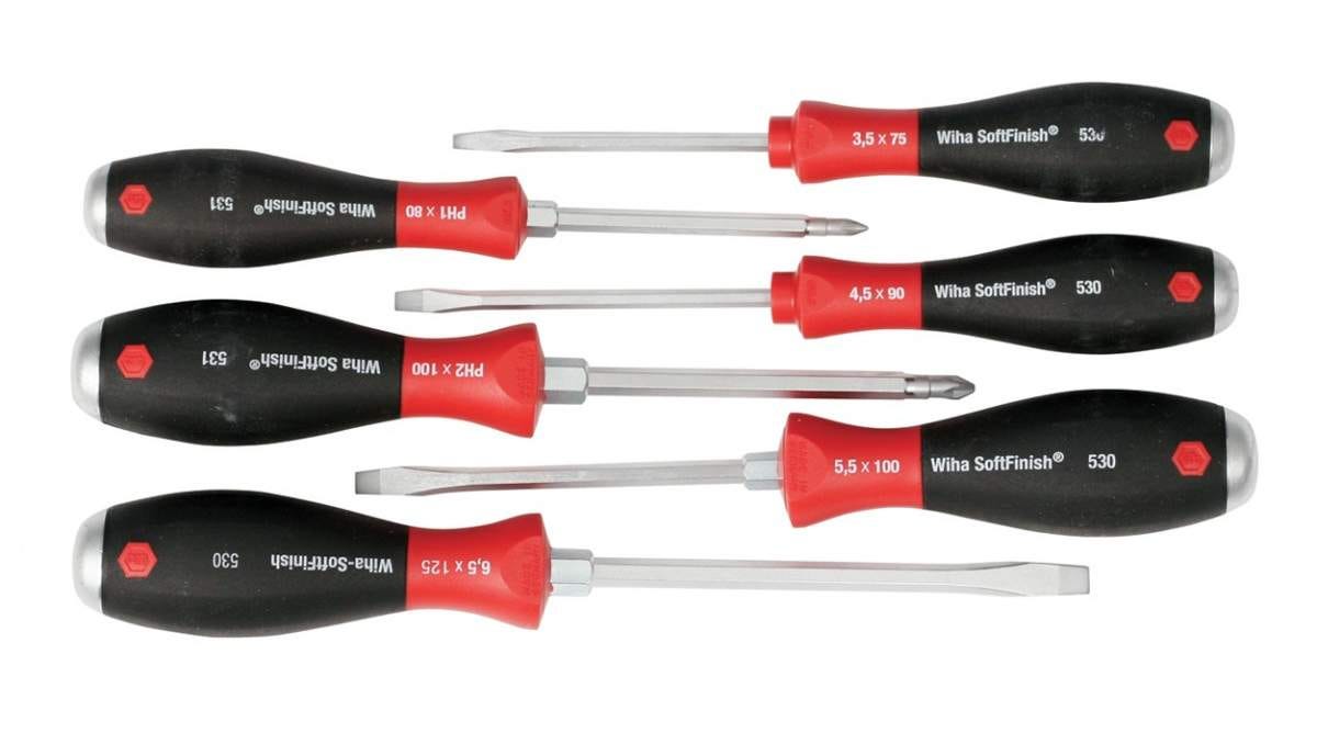 Wiha 53096 SoftFinish Extra Heavy Duty Slotted/Phillips 6 Piece Set