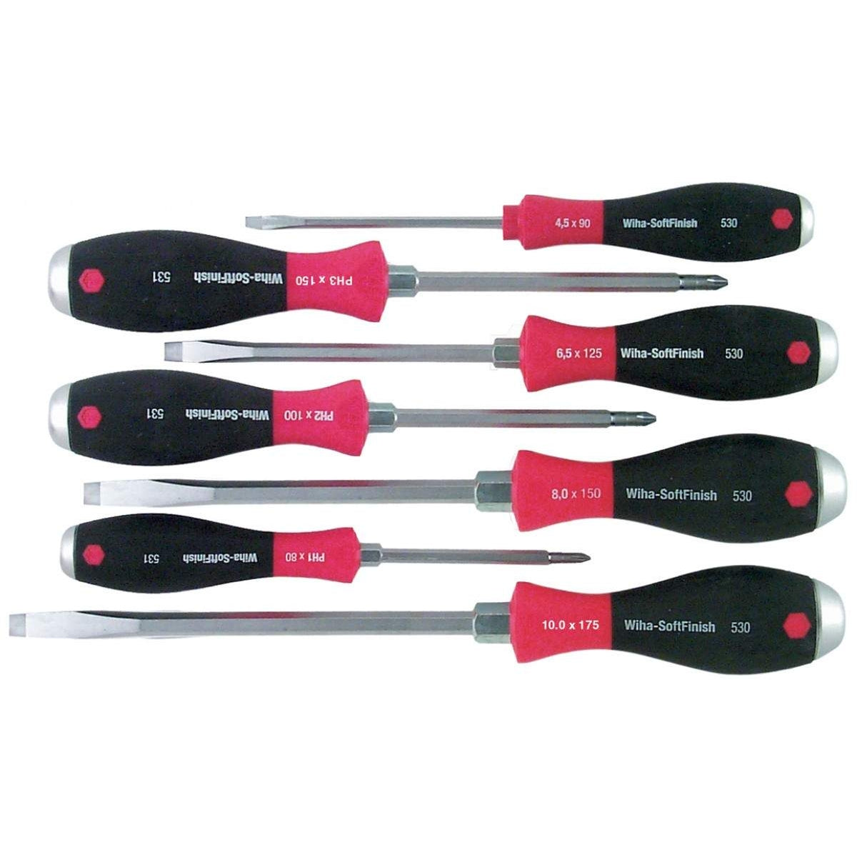 Wiha 53097 SoftFinish Extra Heavy Duty Slotted/Phillips 7 Piece Set
