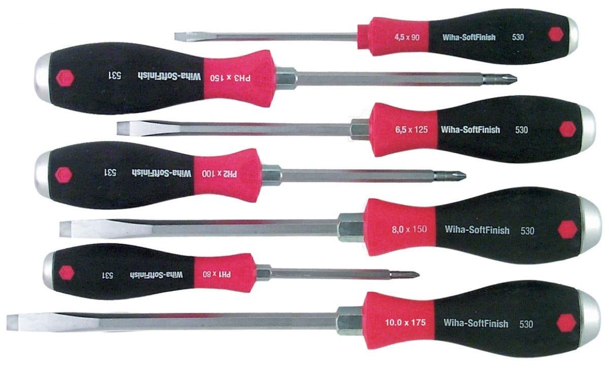Wiha 53097 SoftFinish Extra Heavy Duty Slotted/Phillips 7 Piece Set