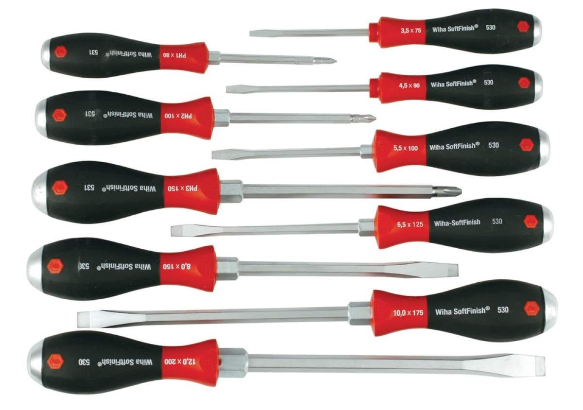 Wiha 53099 SoftFinish Extra Heavy Duty Slotted/Phillips 10 Piece Set