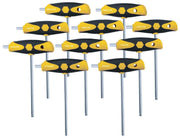 Wiha 54097 Soft Grip Dual Drive Ball End Hex T-Handle Inch Chrome Finish 10 Piece Set