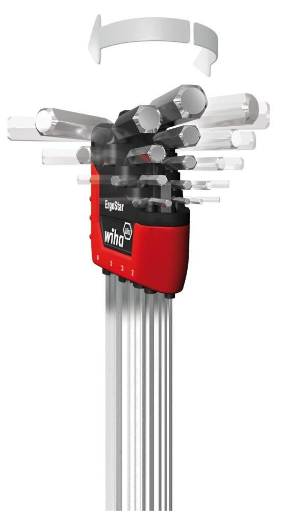 Wiha 66996 ErgoStar Ball End Hex L-Key Metric 9 Piece Set
