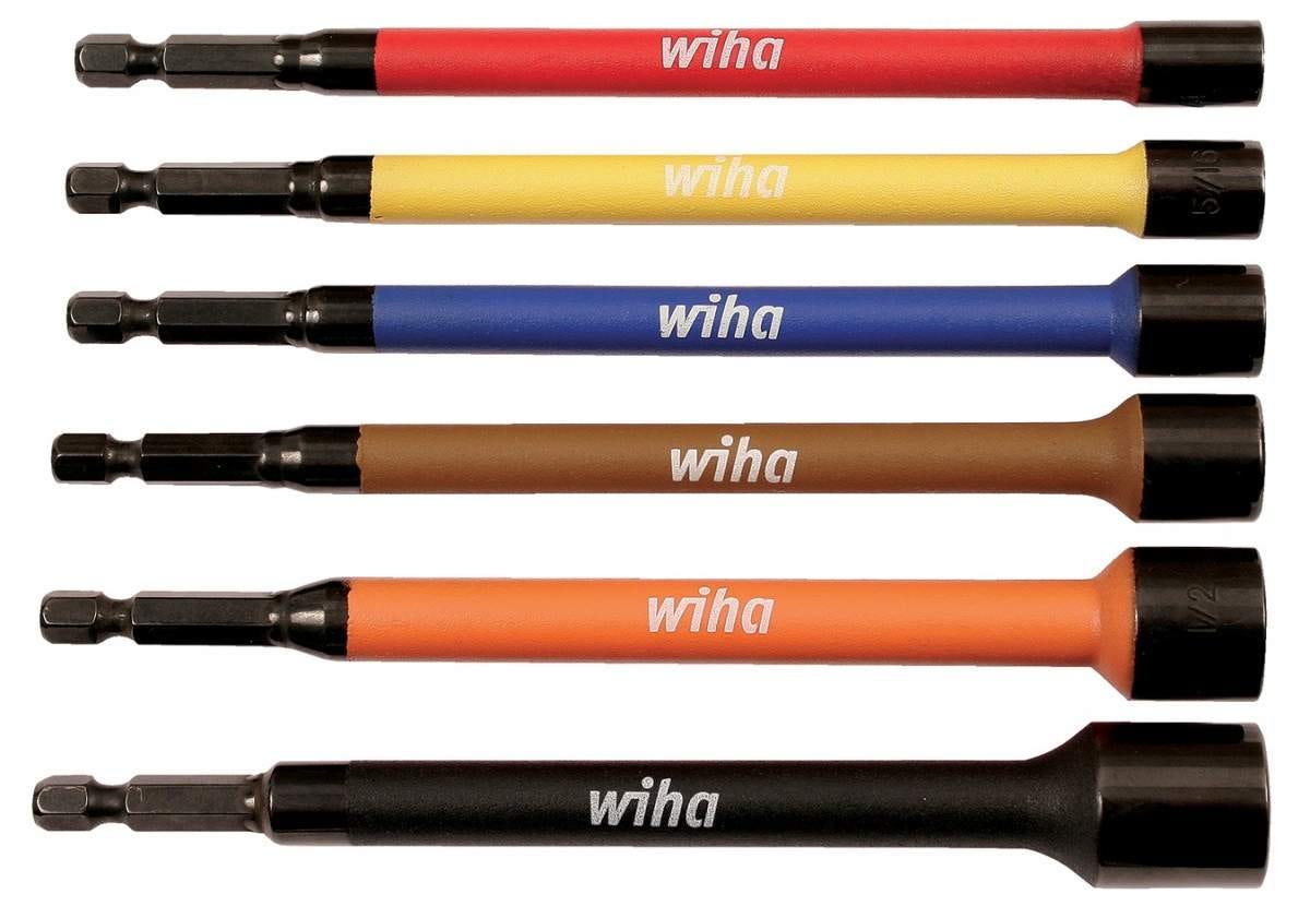Wiha 70486 Color Coded Magnetic Nut Setters 6-Piece Set