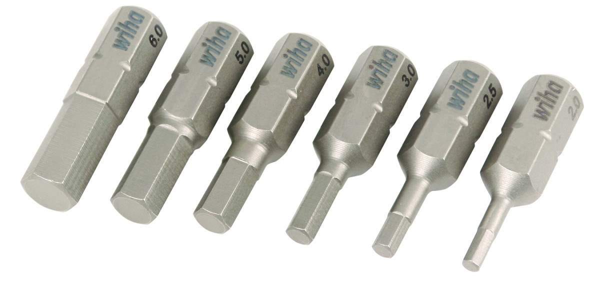 Wiha 71397 Hex Metric Insert Bit 2.0mm - 6.0mm 6 Pack