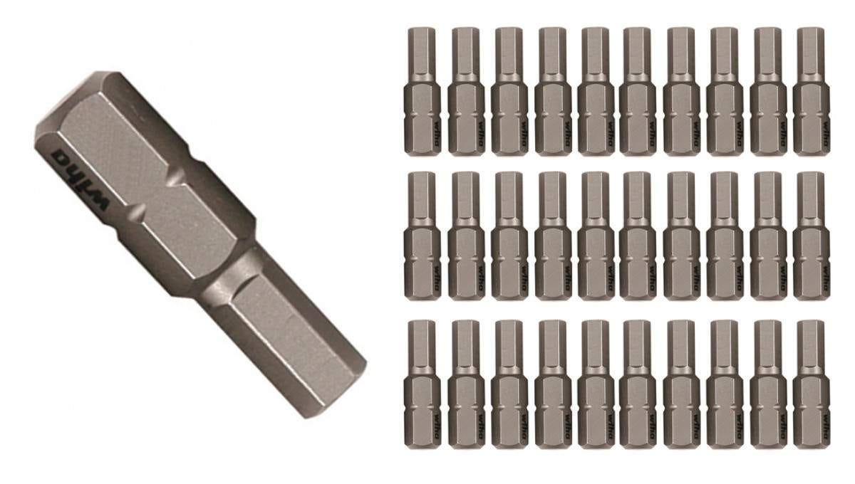 Wiha Hex Inch Insert Bit Contractor Grade, 30-Pack