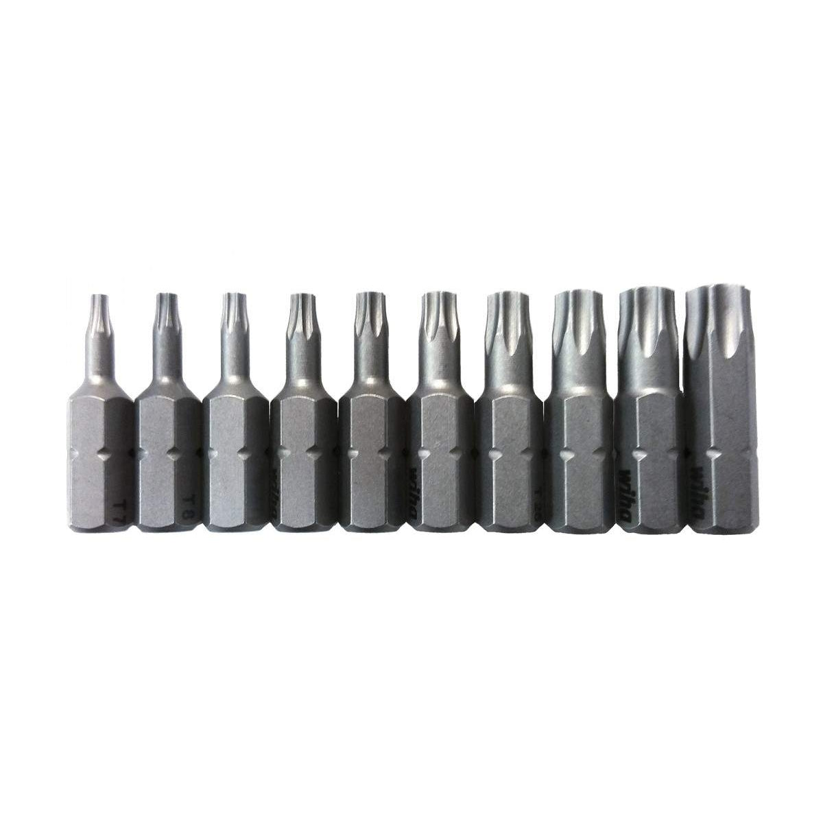Wiha 72595 T7-T40 Torx Insert Bit 10 Piece Set