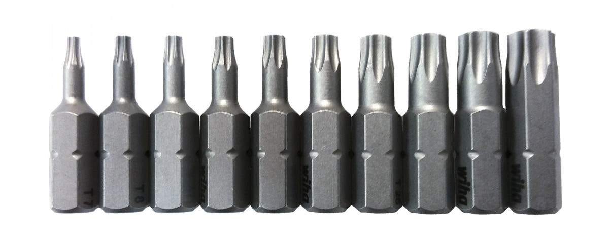 Wiha 72595 T7-T40 Torx Insert Bit 10 Piece Set