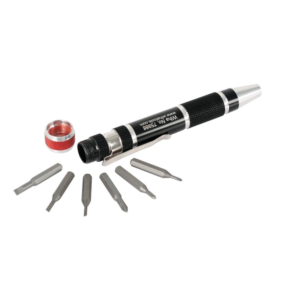 Wiha 75981 Micro Bit Handle Storage Slotted/Phillips Pocket Clip 7 Piece Set