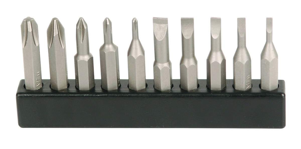 Wiha 75987 Micro Bit Slotted and Phillips 10 Pack