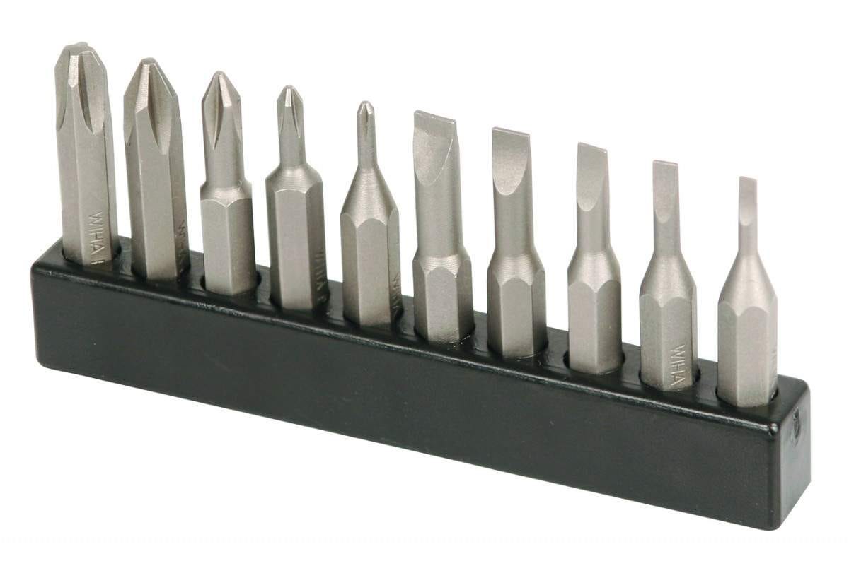 Wiha 75987 Micro Bit Slotted and Phillips 10 Pack