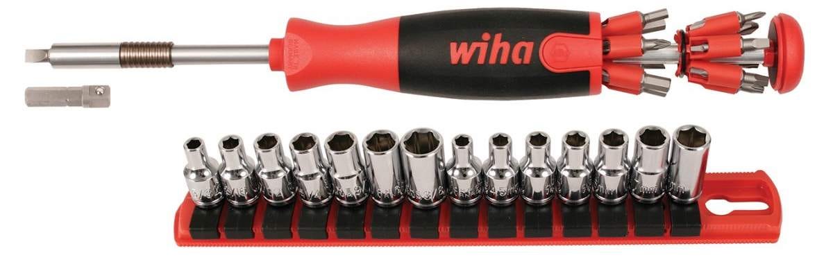 Wiha 77793 26-in-1 Ultra Driver Tradesman Socket Set with Square Socket adapter 41 piece set